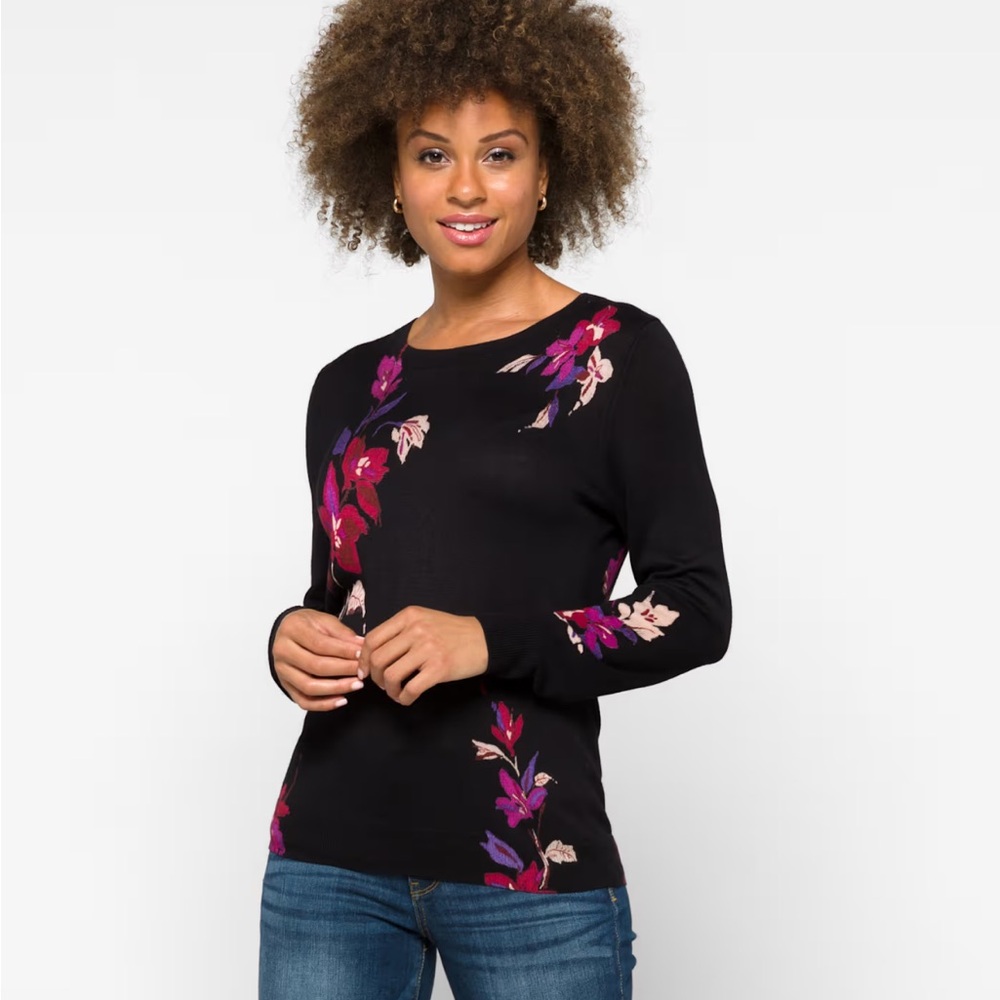 Daniel Rainn Black and Pink Fitted Blouse